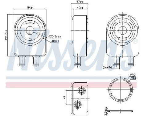 Oil cooler, engine oil 91451 Nissens