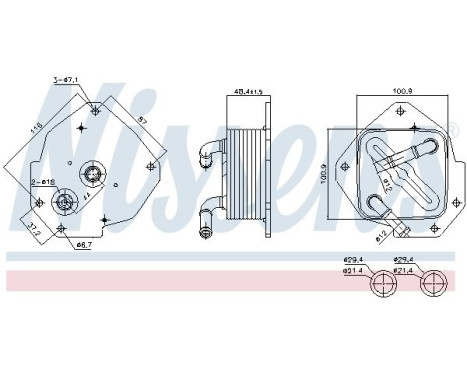 Oil cooler, engine oil 91456 Nissens