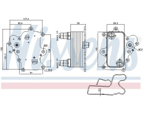 Oil cooler, engine oil 91457 Nissens