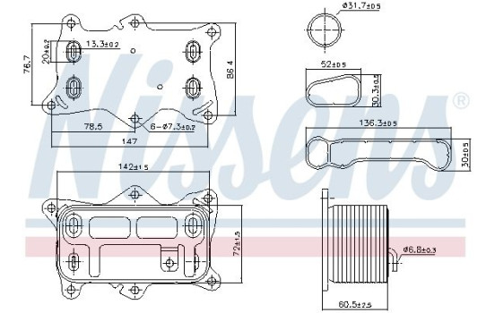 Oil cooler, engine oil 91472 Nissens