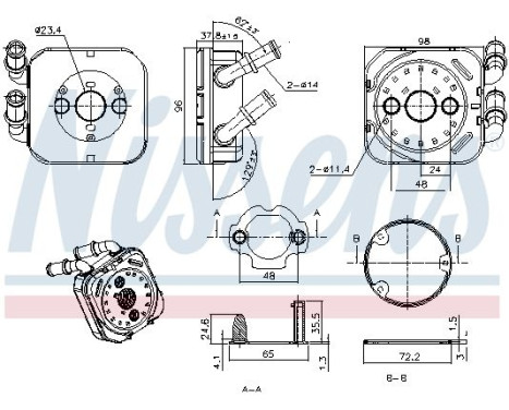 Oil cooler, engine oil 91583 Nissens, Image 6