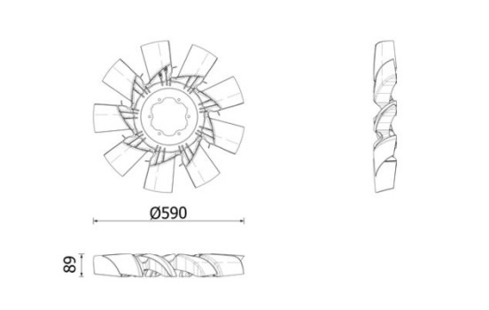 Cooling fan wheel CFF 629 000P Mahle