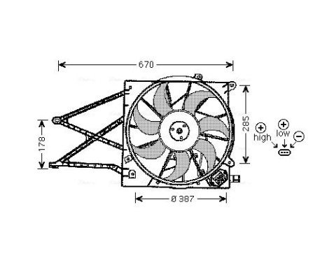 Fan, radiator OL7524 Ava Quality Cooling