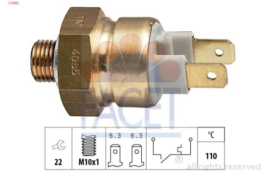 Temperature Switch, coolant warning lamp Made in Italy - OE Equivalent 7.4085 Facet