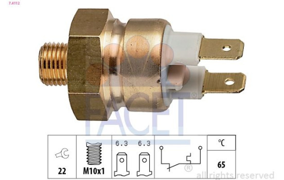 Temperature Switch, coolant warning lamp Made in Italy - OE Equivalent 7.4112 Facet