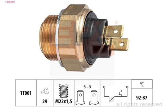 Temperature Switch, radiator fan Made in Italy - OE Equivalent 1.850.000 EPS Facet