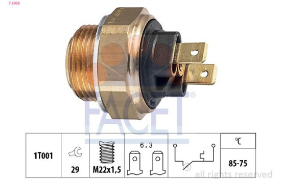 Temperature Switch, radiator fan Made in Italy - OE Equivalent 7.5008 Facet