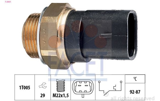 Temperature Switch, radiator fan Made in Italy - OE Equivalent 7.5031 Facet