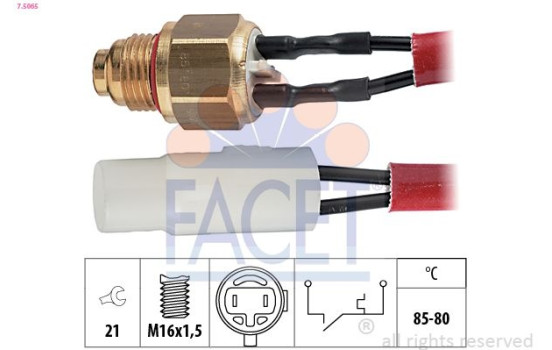 Temperature Switch, radiator fan Made in Italy - OE Equivalent 7.5065 Facet