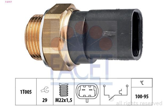 Temperature Switch, radiator fan Made in Italy - OE Equivalent 7.5117 Facet