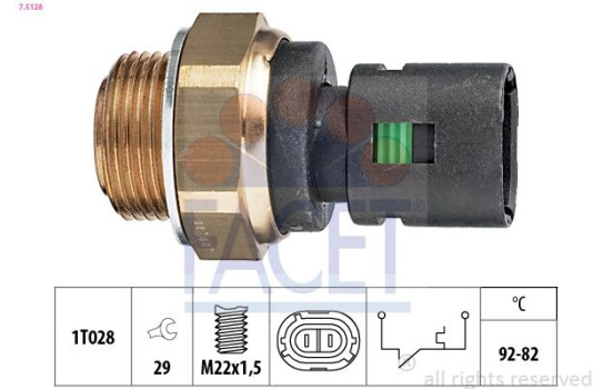 Temperature Switch, radiator fan Made in Italy - OE Equivalent 7.5128 Facet