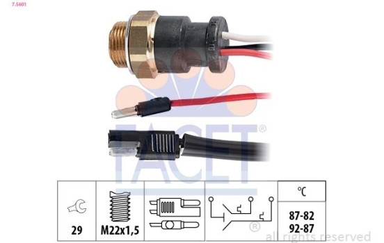 Temperature Switch, radiator fan Made in Italy - OE Equivalent 7.5601 Facet