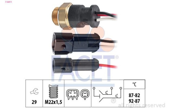 Temperature Switch, radiator fan Made in Italy - OE Equivalent 7.5611 Facet