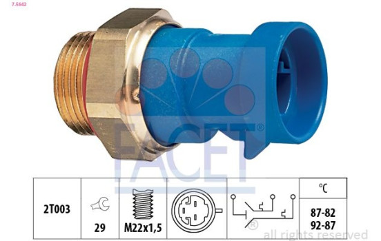 Temperature Switch, radiator fan Made in Italy - OE Equivalent 7.5642 Facet