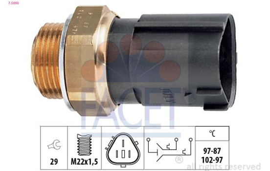 Temperature Switch, radiator fan Made in Italy - OE Equivalent 7.5690 Facet