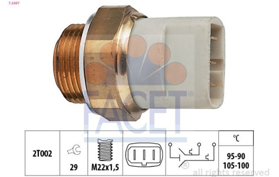 Temperature Switch, radiator fan Made in Italy - OE Equivalent 7.5697 Facet