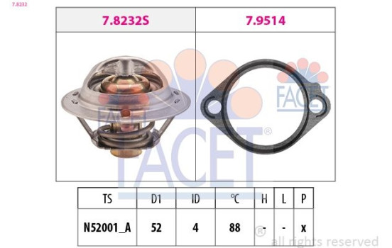 Thermostat, coolant Made in Italy - OE Equivalent 7.8232 Facet