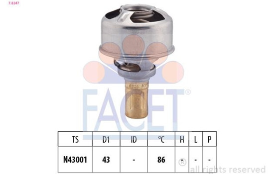 Thermostat, coolant Made in Italy - OE Equivalent 7.8247 Facet