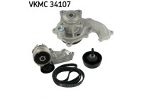Water Pump + V-Ribbed Belt Kit VKMC 34107 SKF