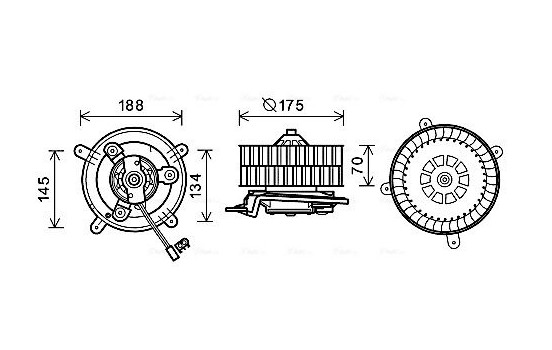 Electric Motor, interior blower MS8621 Ava Quality Cooling