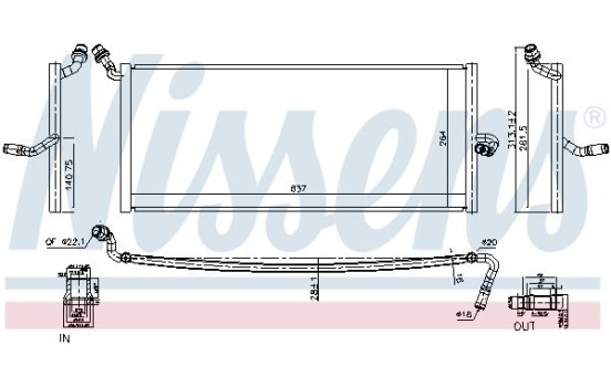 Low Temperature Cooler, intercooler 627047 Nissens