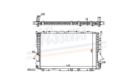 Radiator, engine cooling 60458A Nissens