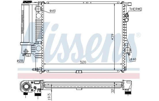 Radiator, engine cooling 60607 Nissens