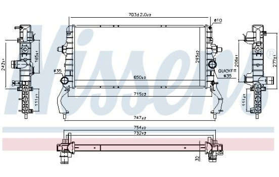 Radiator, engine cooling 606801 Nissens