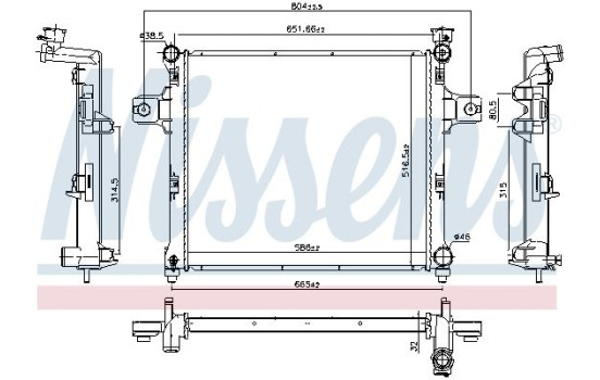 Radiator, engine cooling 61038 Nissens