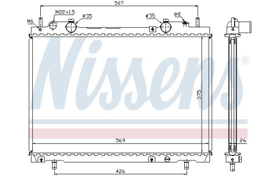 Radiator, engine cooling 61672A Nissens, Image 2