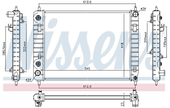 Radiator, engine cooling 616907 Nissens