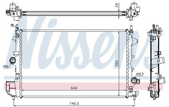 Radiator, engine cooling 61914A Nissens, Image 2