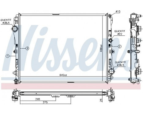 Radiator, engine cooling 627023 Nissens