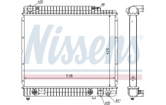 Radiator, engine cooling 62724A Nissens, Image 2