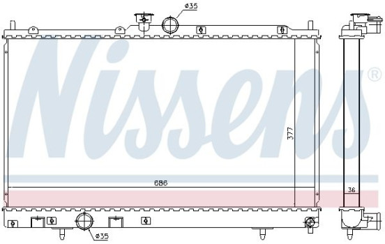 Radiator, engine cooling 628956 Nissens, Image 2