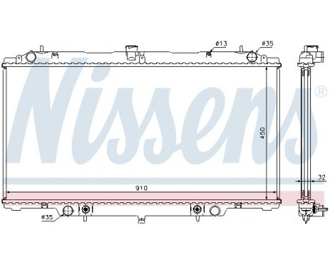 Radiator, engine cooling 62953A Nissens, Image 2