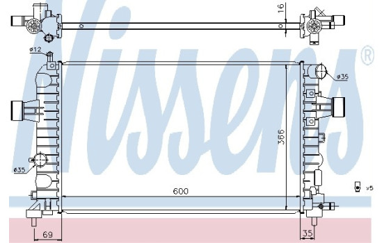 Radiator, engine cooling 630744 Nissens