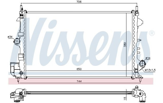 Radiator, engine cooling 63123 Nissens, Image 2