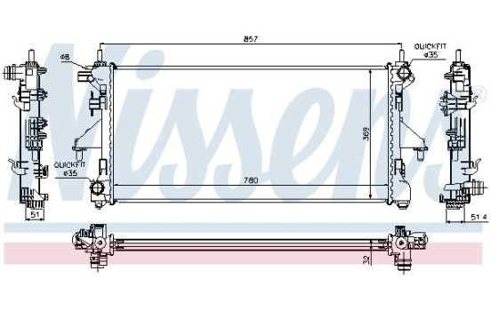 Radiator, engine cooling 63555A Nissens, Image 2