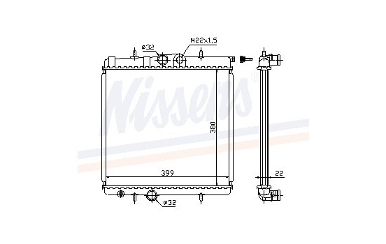 Radiator, engine cooling 63708A Nissens