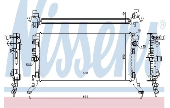 Radiator, engine cooling 637619 Nissens