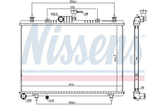 Radiator, engine cooling 637643 Nissens