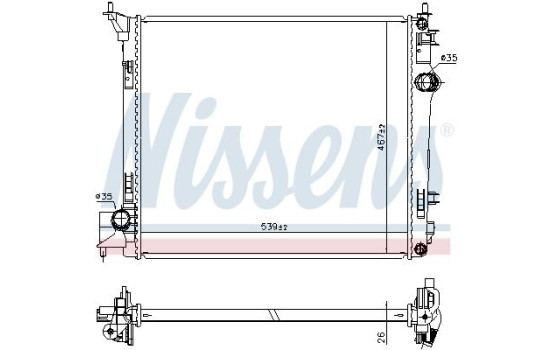 Radiator, engine cooling 637664 Nissens