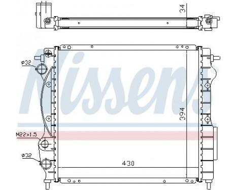 Radiator, engine cooling 63968A Nissens, Image 2