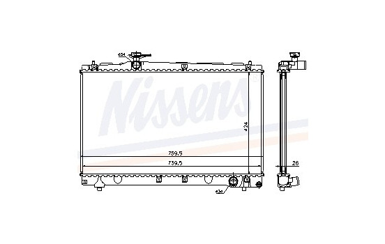 Radiator, engine cooling 64670A Nissens