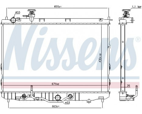 Radiator, engine cooling 666219 Nissens
