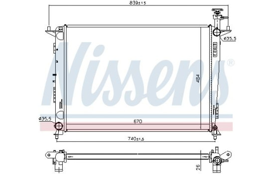 Radiator, engine cooling 666231 Nissens