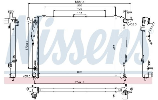 Radiator, engine cooling 66781 Nissens