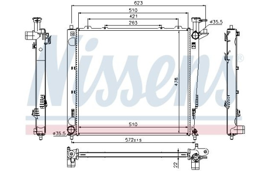 Radiator, engine cooling 66782 Nissens