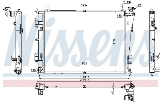Radiator, engine cooling 66783 Nissens